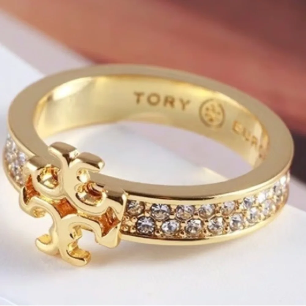 Tory Burch Gold Crystal-Embellished Ring